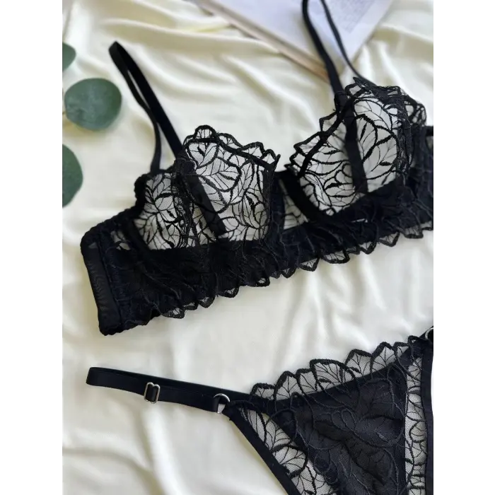 Noire Dantel Transparan Bralet Sütyen Takım DM1369