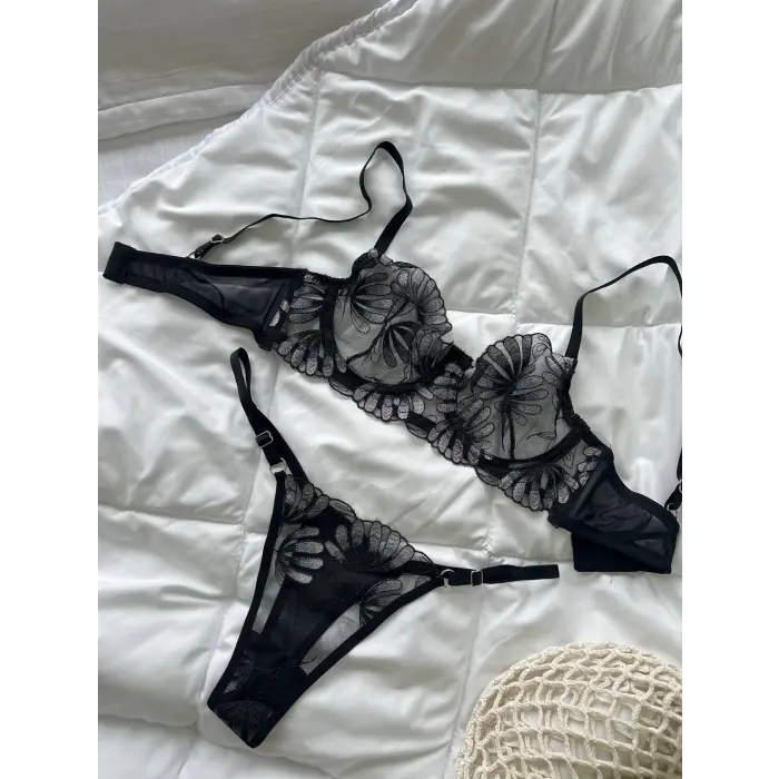 Fleur Noire Dantel Transparan Bralet Sütyen Takımı DM1373