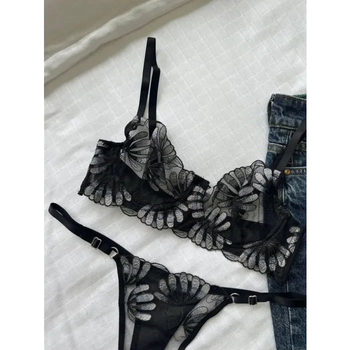 Fleur Noire Dantel Transparan Bralet Sütyen Takımı DM1373