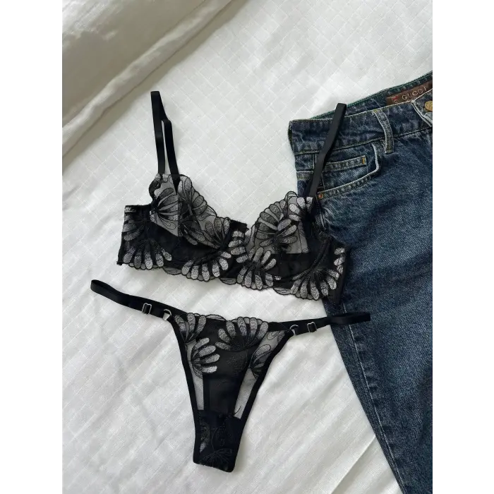 Fleur Noire Dantel Transparan Bralet Sütyen Takımı DM1373