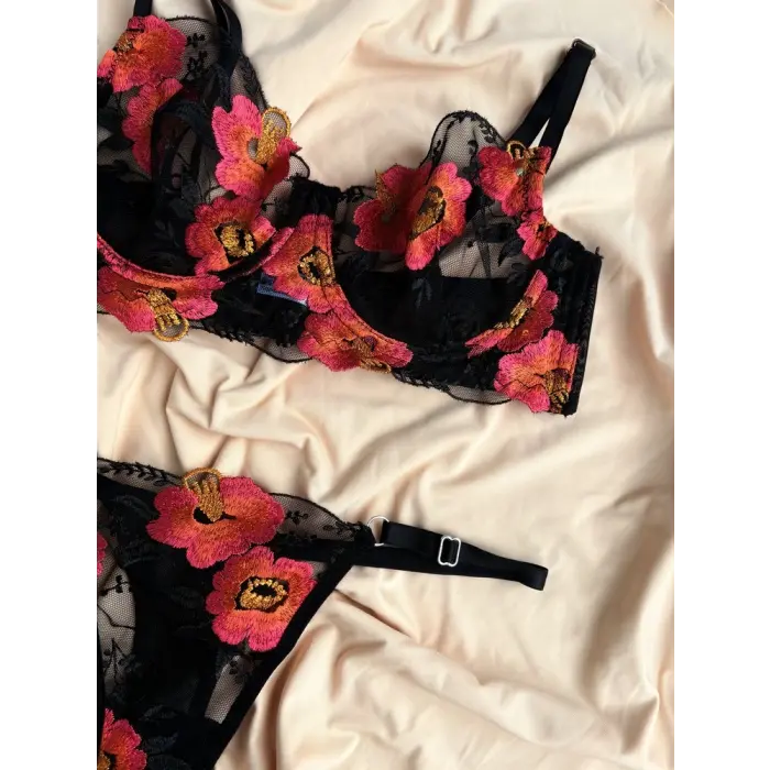 Fleur Écarlate Dantel Transparan Bralet Sütyen Takımı DM1372