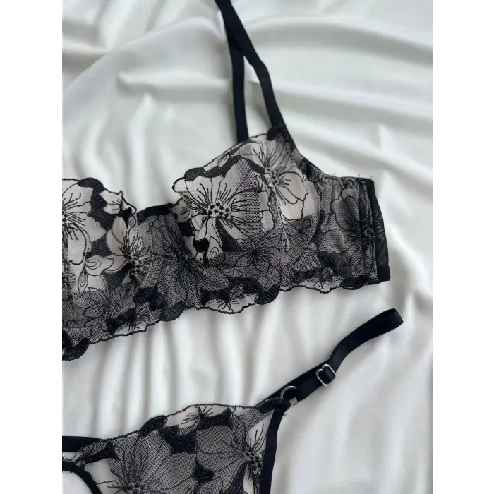 Fleur de Lune Dantel Transparan Bralet Sütyen Takımı DM1371