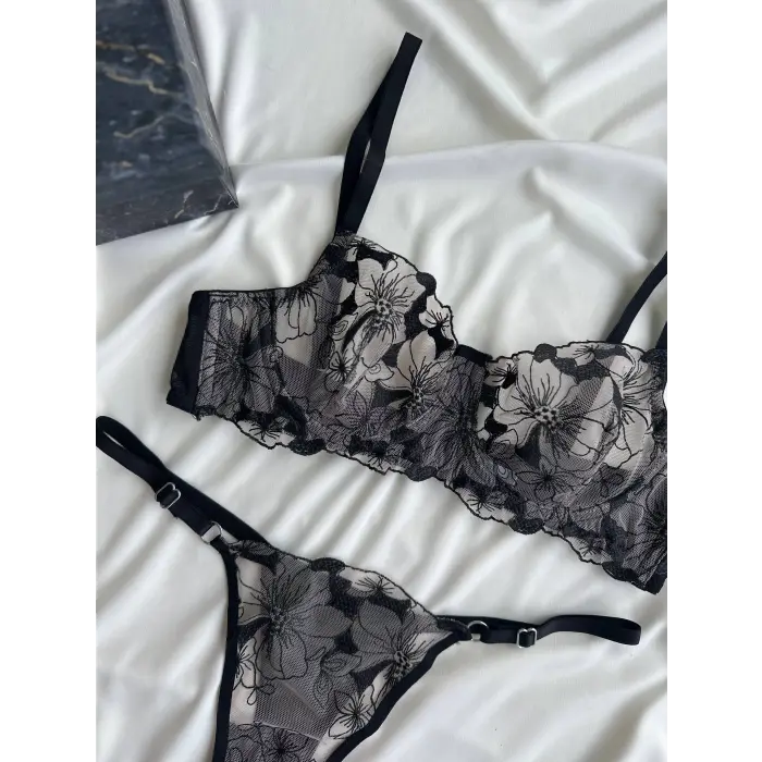 Fleur de Lune Dantel Transparan Bralet Sütyen Takımı DM1371