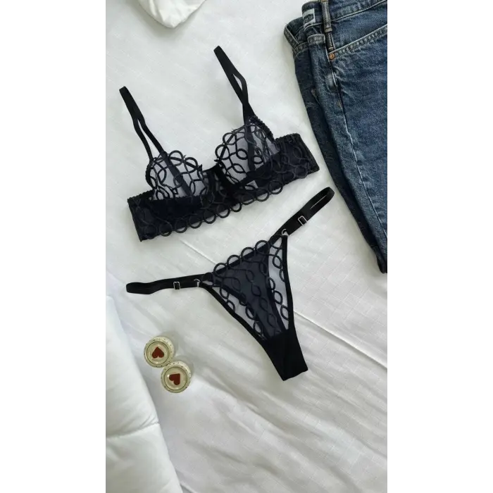 Infini Noir Dantel Transparan Bralet Sütyen Takımı DM1364