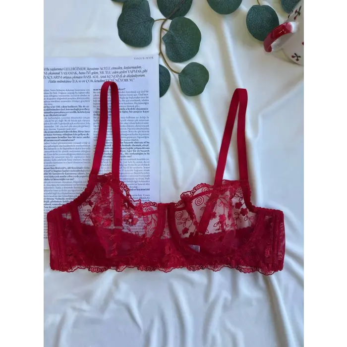 Rouge Amour Dantel Transparan Bralet Sütyen Takımı DM1381