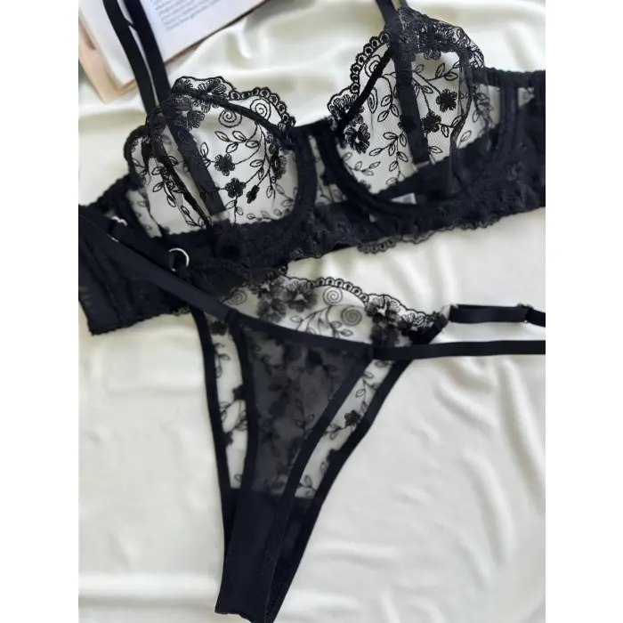 Noire Dantel Transparan Bralet Sütyen Takımı DM1382