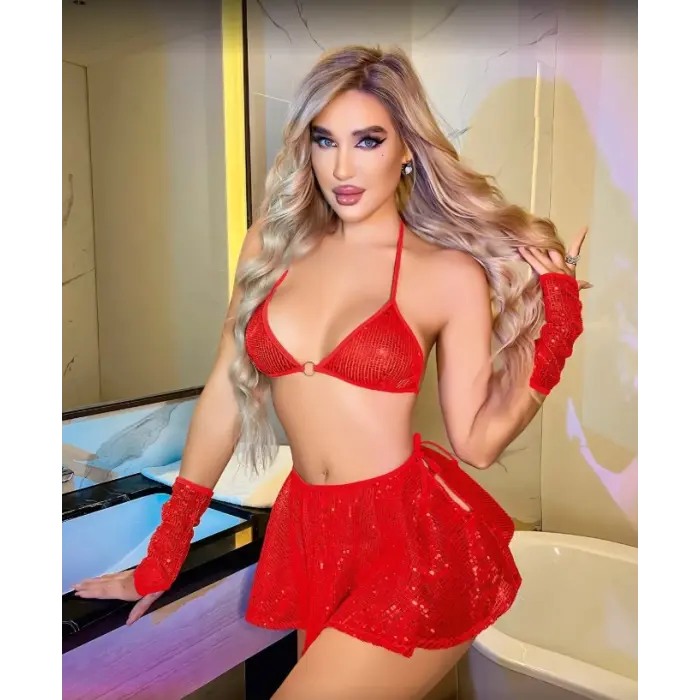 Rouge Glamour Payetli Bralet ve Mini Etek Fantezi Takımı DM15015