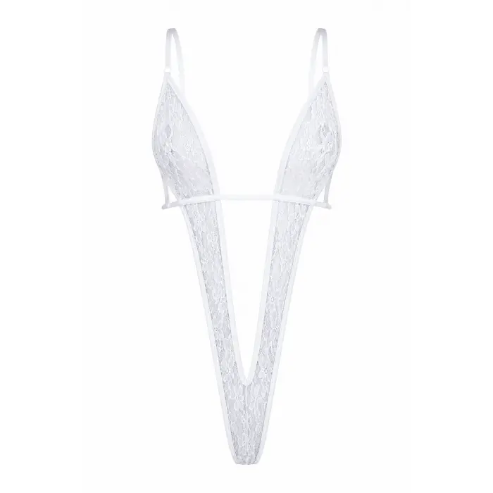 Blanche Seduction Transparan Deep V Bodysuit DM8130