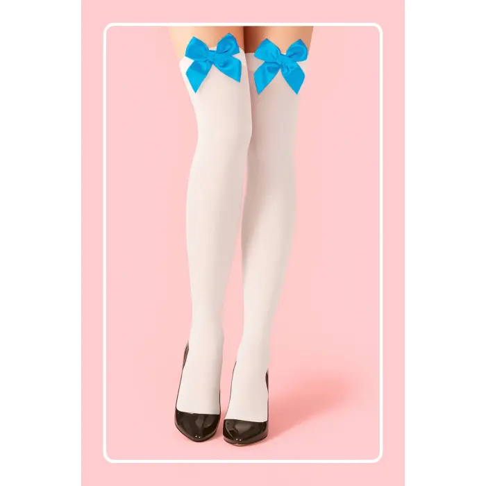 Prime Bow Garter Mavi Fiyonklu Jartiyer Çorabı DM1381