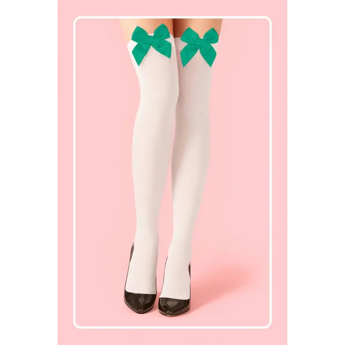 Prime Bow Garter Yeşil Fiyonklu Jartiyer Çorabı DM1380