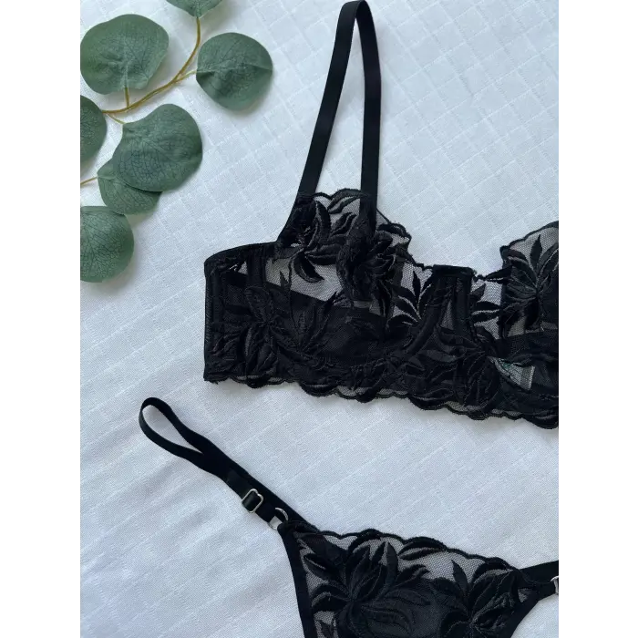 Fleur de Minuit Dantel Transparan Bralet Sütyen Takımı DM1341