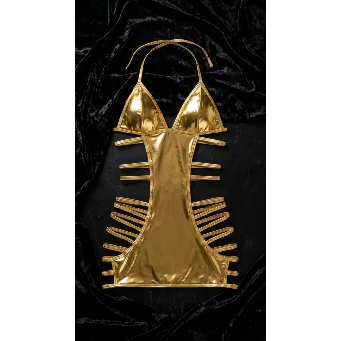 Golden Lumiere Strappy Halterneck Mini Gecelik DM1281