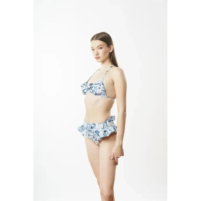 İmprimé Blanc Üçgen Bikini Takımı- DM1984