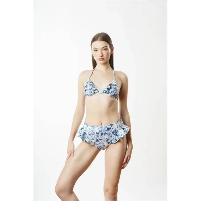 İmprimé Blanc Üçgen Bikini Takımı- DM1984