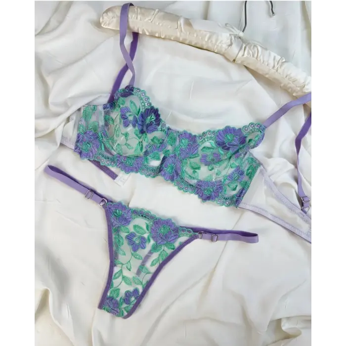 Jardin Lavande Dantel Transparan Bralet Sütyen Takımı DM1375