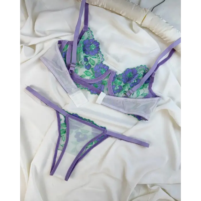 Jardin Lavande Dantel Transparan Bralet Sütyen Takımı DM1375