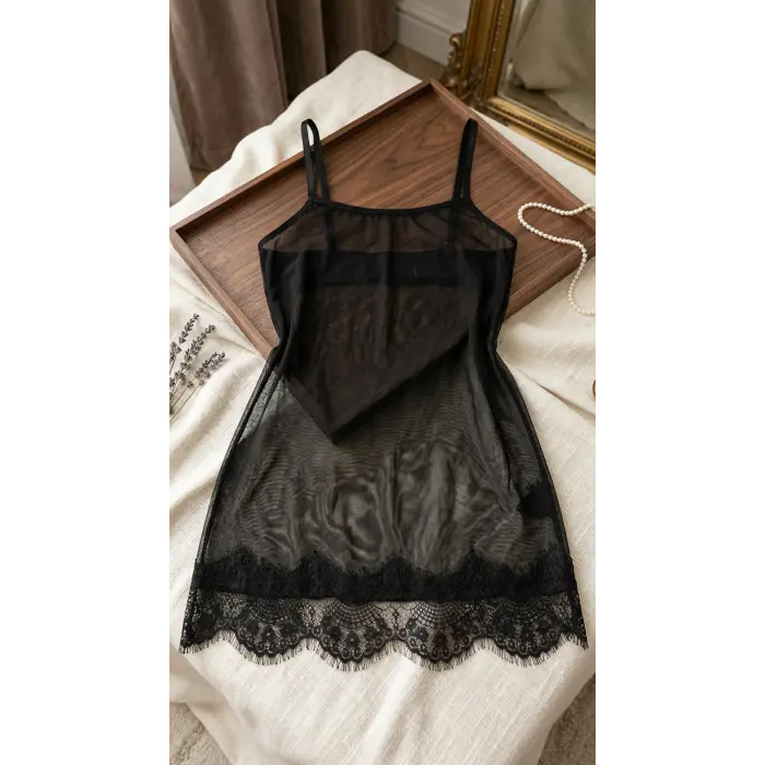 Noire Hem Lace Transparan Dantelli Babydoll Gecelik DM1295