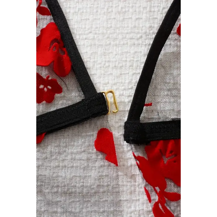 Noire Romance Flowers Transparan Babydoll Gecelik DM1319