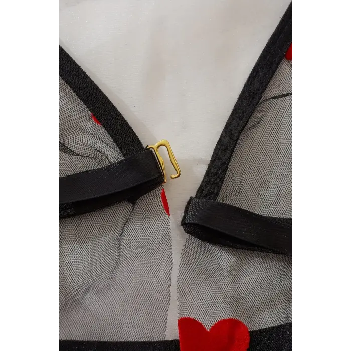 Noire Romance Heart Transparan Babydoll Gecelik DM1378
