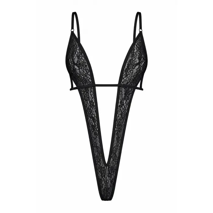 Noire Transparan Deep V Bodysuit DM8130