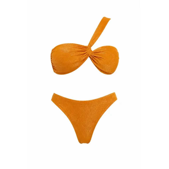 Orange Straplez, Tek Omuz Bikini Takımı - DM11042