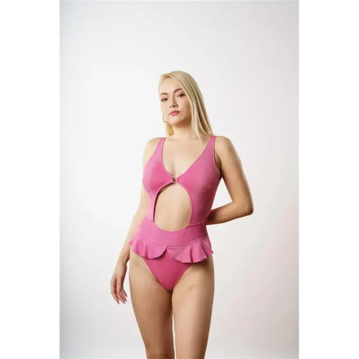 Rose Uzun Üçgen Fırfırlı Mayo- DM2987