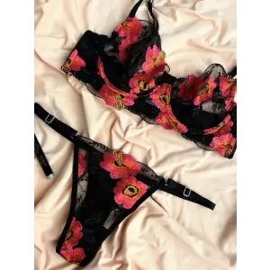 Fleur Écarlate Dantel Transparan Bralet Sütyen Takımı DM1372