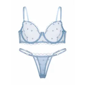 À Cœurs Bleus Dantel Transparan Bralet Sütyen Takımı DM1363