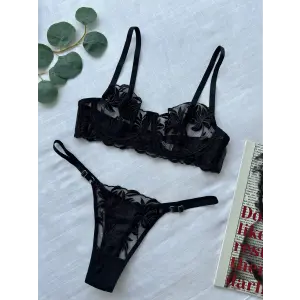 Fleur de Minuit Dantel Transparan Bralet Sütyen Takımı DM1341