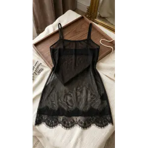 Noire Hem Lace Transparan Dantelli Babydoll Gecelik DM1295