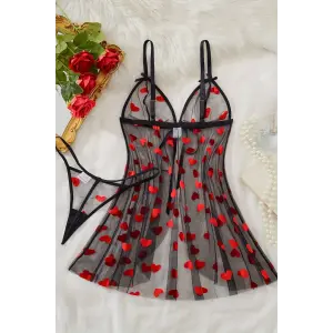 Noire Romance Heart Transparan Babydoll Gecelik DM1378