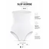 Dikişsiz Yüksek Bel Silikon Bantlı Slip Korse- Beyaz DM06B