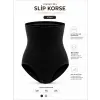 Dikişsiz Yüksek Bel Silikon Bantlı Slip Korse- Siyah DM06S