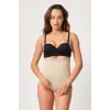 DLingerie Dikişsiz Yüksek Bel Silikon Bantlı Slip Korse - Ten DM06T