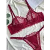 Bordeaux Dantel Transparan Bralet Sütyen Takım DM1368
