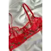 Cerise Rouge Dantel Transparan Bralet Sütyen Takımı DM1358