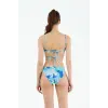 Imprimé Vague Azur Sporcu Bikini Takımı- DM1846