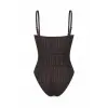 Noir à Motif Marron İnce Askı Mayo - DM3953