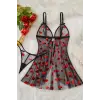 Noire Romance Heart Transparan Babydoll Gecelik DM1378