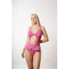 Rose Uzun Üçgen Fırfırlı Mayo- DM2987