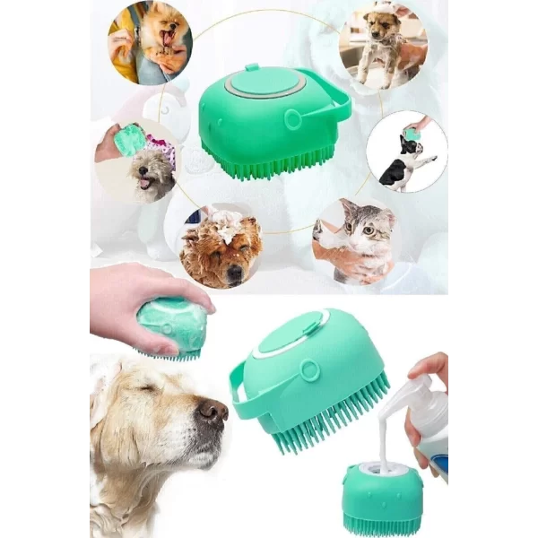 Şampuan Hazneli Kedi Ve Köpek Evcil Hayvan Yıkama Fırçası Silikon