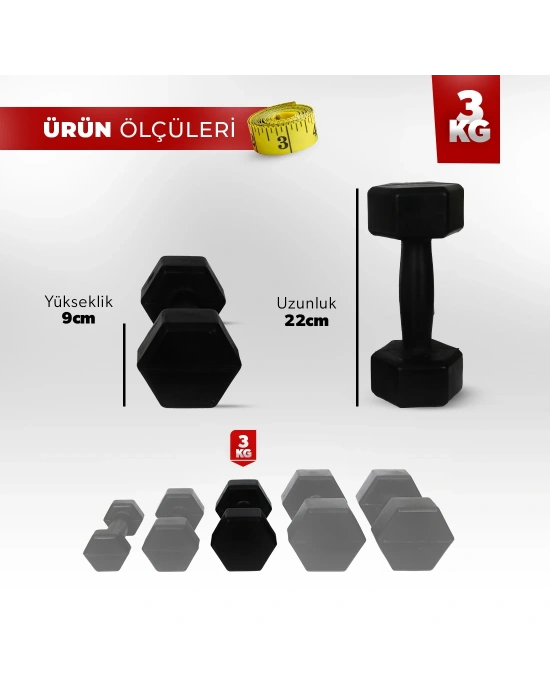 3 Kg Dambıl Seti (Demir Tozu) 2 Adet 3 Kg Dambıl