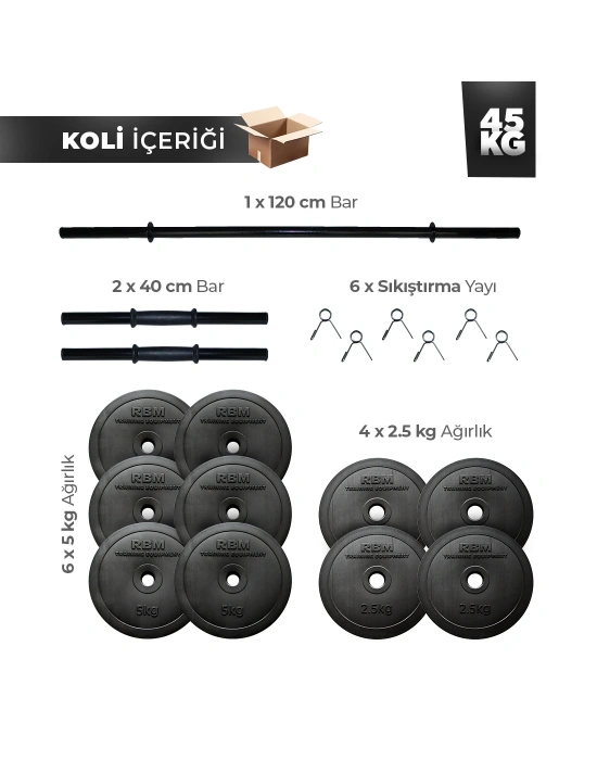 45 Kg Halter Seti ve Dambıl Seti