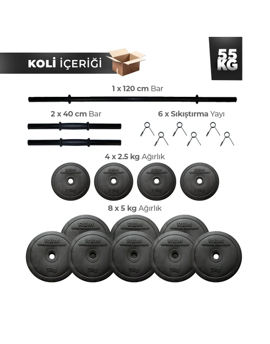 55 Kg Halter Seti ve Dambıl Seti