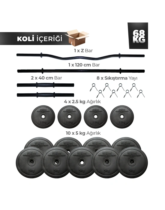 68 Kg Z-Bar Halter Seti ve Dambıl Seti