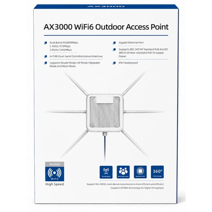 Wi-Fi 6 Dış Ortam Access Point IO-HW3000B