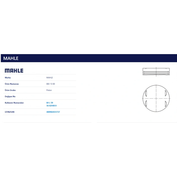 BMW M54 B30 MOTORLAR İÇİN STD ÖLÇÜ PİSTON MAHLE