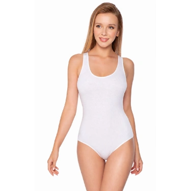 GÜMÜŞ KADIN PENYE LİKRALI GENİŞ ASKI BODY BEYAZ