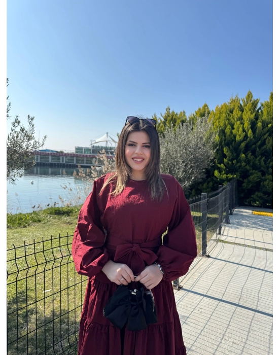 Carelina Elbise-Bordo
