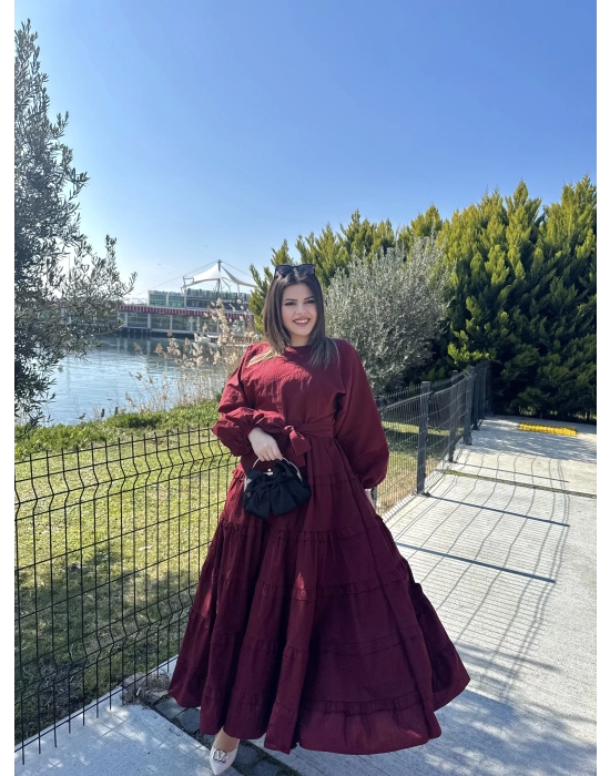 Carelina Elbise-Bordo